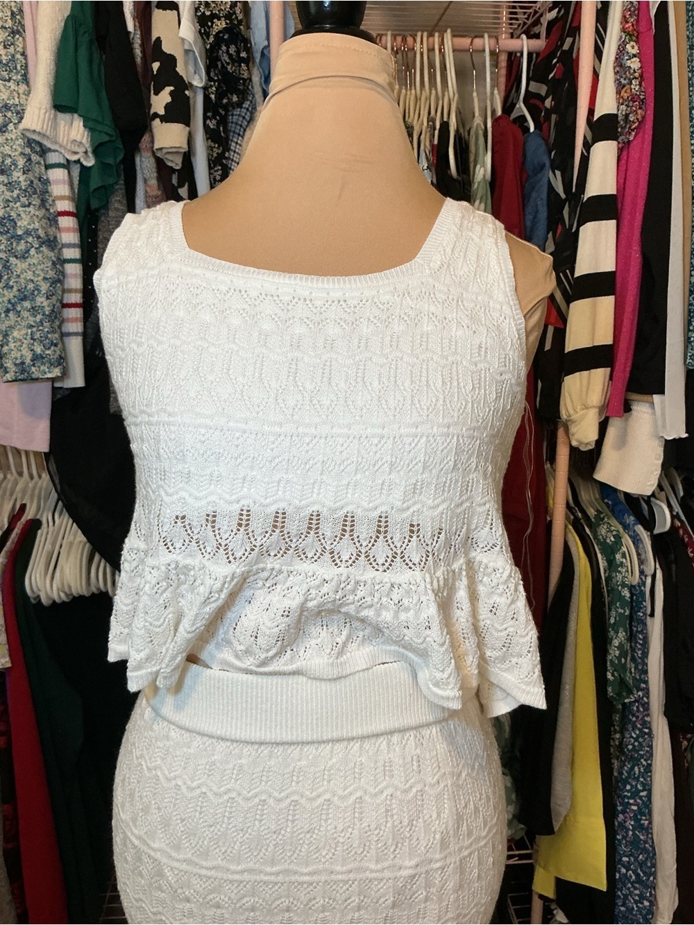 Ivory Crochet Two-Piece Maxi set - Picture 3 of 10